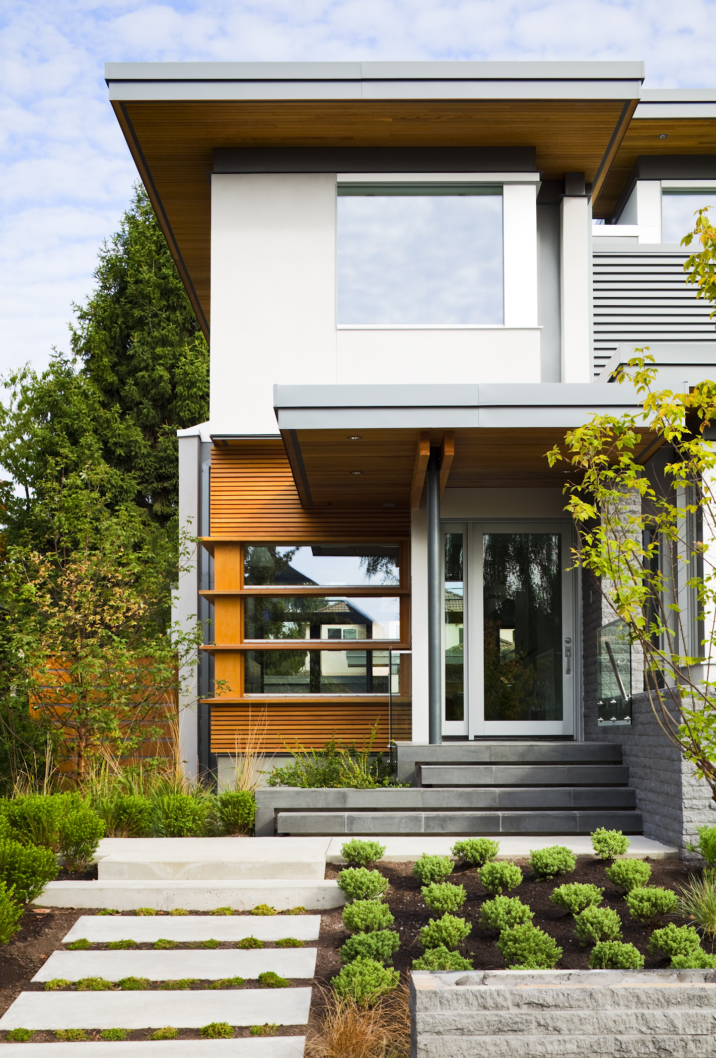 Front view of a sustainable custom home in Vancouver.