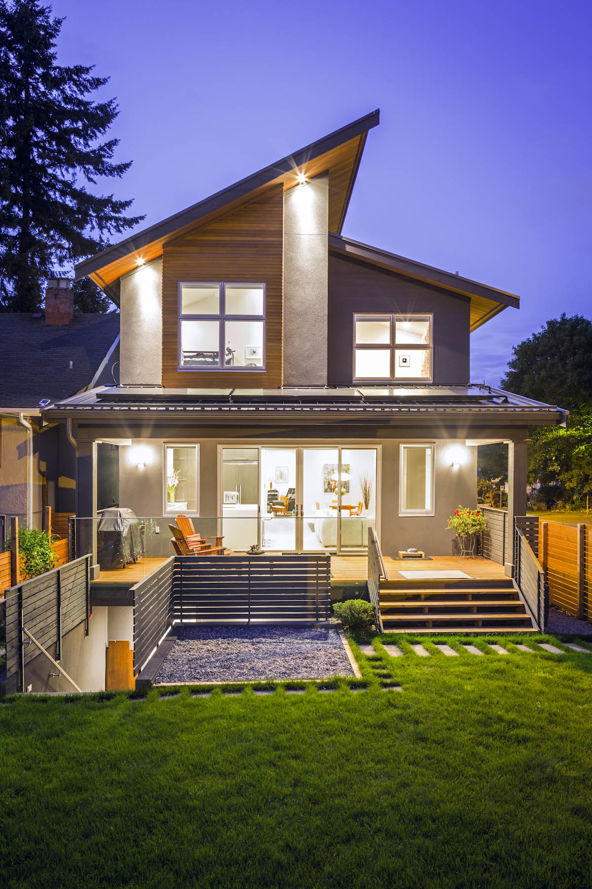 Back view of the modern home design at Cambie Corridor.