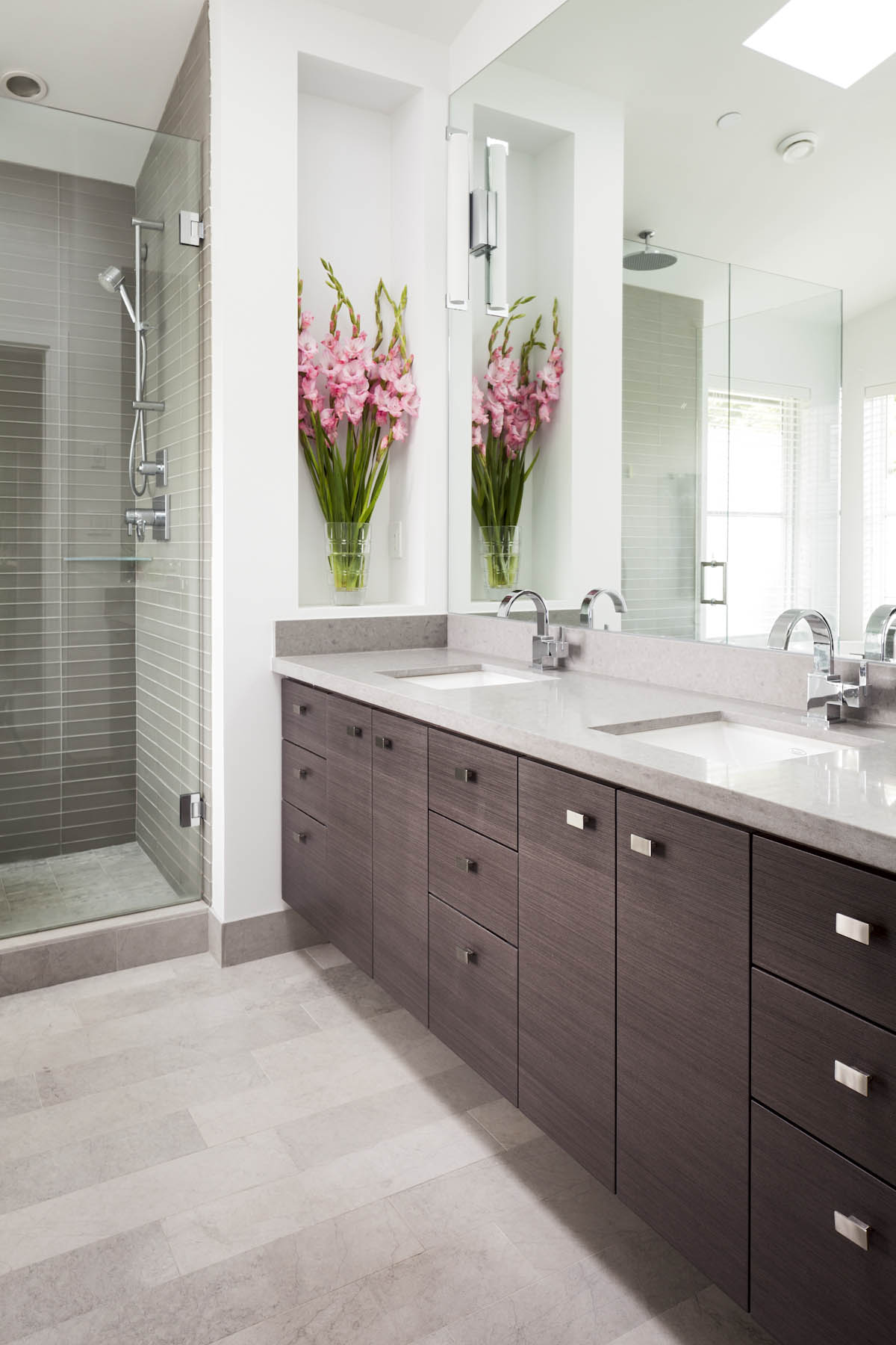 Spacious, modern bathroom design at the West Vancouver custom home.