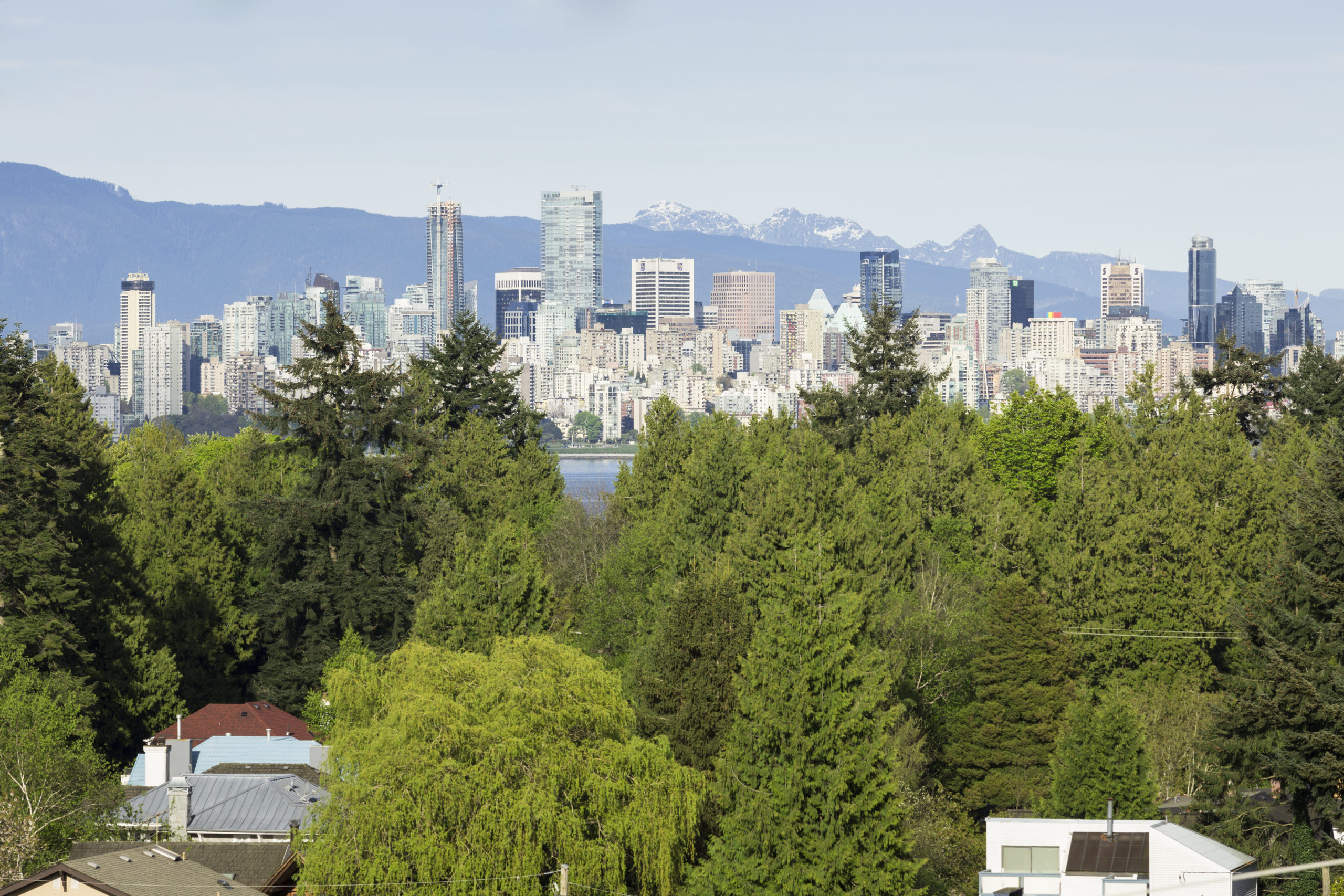 View of downtown Vancouver from a custom home in Spanish Banks.